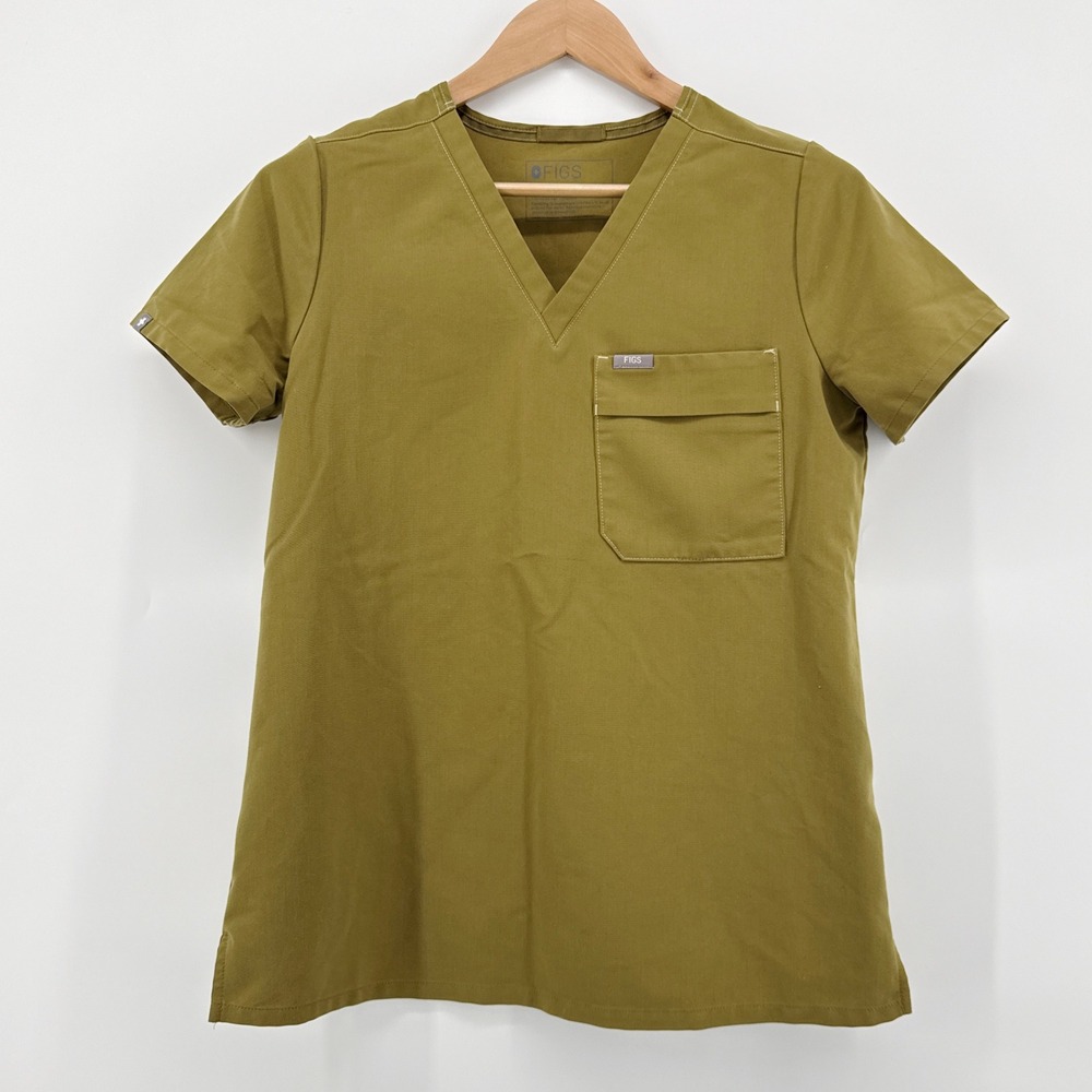 FIGS Casma One-Pocket Scrub Top Moss Green Olive‎ Women Small W22SW1047 PO4376
